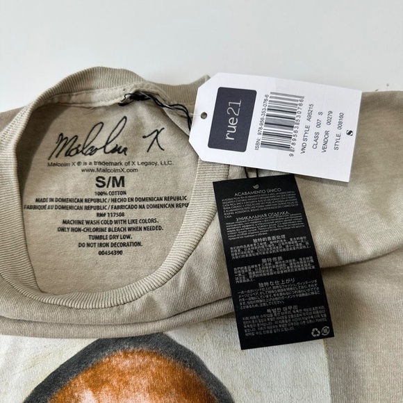 NWT Malcom X Shirt Mens S/M Tan Graphic Activist Leader Freedom Tee - Picture 3 of 6